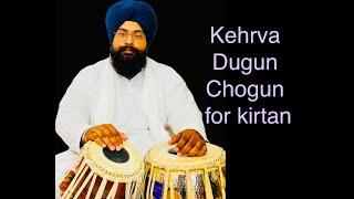 Kehrva Theka Dugun Chogun Lesson for Shabad Kirtan, Uthaan & Tihaees , Learn  light  classical Tabla