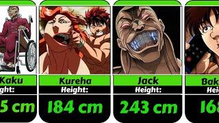 Heights Of Baki No Grappler Characters (Every Anime Stats)