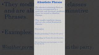 Absolute Phrase (English Grammar)