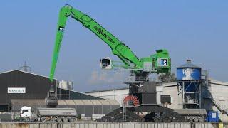 Largest material handler in the world!! Sennebogen 895E loads trucks