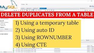 DELETE DUPLICATE ROWS FROM A TABLE IN SQL || 4 ways