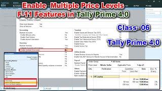 Enable multi price levels in tally prime 4.0 | Tally Prime | Multiple price level in tally prime 4.0