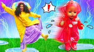 Die Lustigen Prinzessinnen. Puppen Video - Prinzessin und Baby Born haben Angst vor dem Gewitter