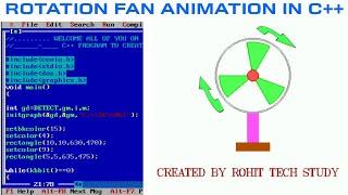 FAN ANIMATION IN C++ PROGRAMMING | TABLE FAN C PROGRAM | LEARN C LANGUAGE | C GRAPHICS PROGRAMMING