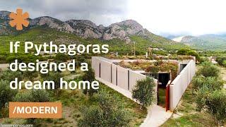Pythagorean home amidst olive grove offers views & protection