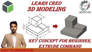 Creo Part Modeling | Key Concept Tricks, Extrude Command | Step-by-Step Practical Guide | In Hindi