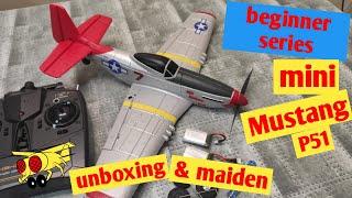 Eachine Mini Mustang P-51D 400mm unboxing & Maiden flight Beginner RTF Volantex 761-5