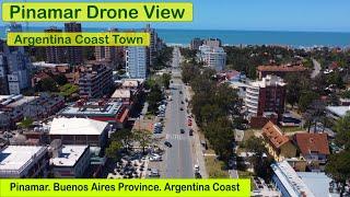 4K DRONE Argentina Coast. PINAMAR. Fly Over Town and Beach. Buenos Aires Province. October 2022.