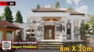 Desain rumah minimalis 8mx10m style bali #EPS_84 Rumah mewah dengan Dapur Outdoor