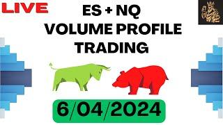 LIVE: June 4th $ES + $NQ Trading with Volume Profile, ATAS - Apex Funded Traders 144/200