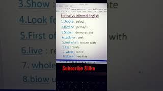 Formal vs informal English | Learn English in 2 minutes #shorts #englishlearning | English words#eng