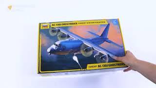 Распаковка сборной модели Американский самолет огневой поддержки АС-130J Ghostrider от Звезда.