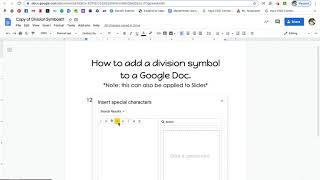 How to add a division symbol to a Google Doc