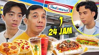 24 JAM MAKAN DI INDOMARET SAJA ! XAVIER & PAPA KETEMU ARTIS ?