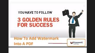 How To Add Watermark Into A PDF (Free) | Add Logo In PDF File Free