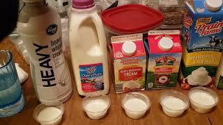 Cream Taste Test, 6 Brands (Kroger, Organic Valley, Dairy Pure, Land O Lakes, Countryside Creamery)