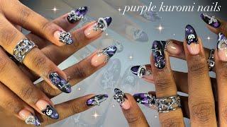 Purple Kuromi Nails!️| y2k nail art + doing my sister’s nails