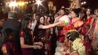 Sridevi with Boney Kapoor and daughters at GVK Reddy's grand daughter wedding in Hyderabad.mp4