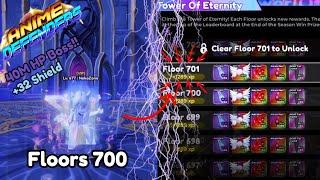 I BEAT Floor 700 Tower of Eternity using 3x speed in Anime Defenders Roblox