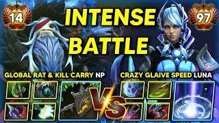 INTENSE LATE GAME BATTLE | GLOBAL RAT & KILL NATURE PROPHET VS. CRAZY GLAIVE SPEED LUNA | DOTA 2