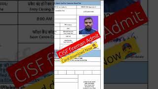 #CISF Fireman exam date 2022#CISF Fireman admit card download now