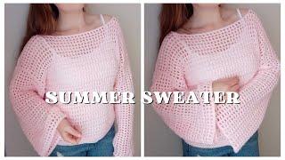 CROCHET EASY SUMMER SWEATER TUTORIAL FOR BEGINNERS | DIY How To Crochet Mesh Jumper & Free Pattern