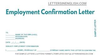 Employment Confirmation Letter - Sample Letter to Confirm Employment