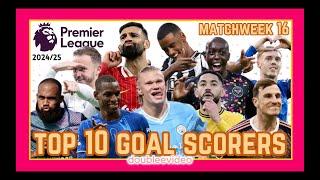 PREMIER LEAGUE TOP 10 GOAL SCORERS 2024/25 TODAY - MATCHWEEK 16