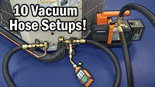 10 Vacuum Pump Hose Setups Used on Air Conditioning Refrigerant Tubing! HVAC Training!