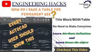 AutoCAD Tutorial in Hindi | ATTRIBUTE DEFINITION | TOOL PALETTES, Basic to Advanced, Lesson-14