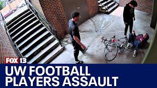 Cameras capture UW football players assaulting bicyclist | FOX 13 Seattle