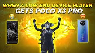 WHEN A LOW END DEVICE PLAYER GETS POCO X3 PRO| 2GB RAM TO 90FPS | LOW END DEVICE TO POCO X3 PRO