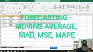 FORECASTING ( PERAMALAN) - MOVING AVERAGE, MAD, MSE, MAPE