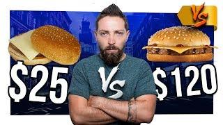 HAMBURGUESA DE $25 VS HAMBURGUESA DE $125