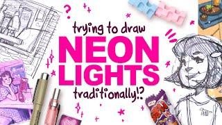 CAN I DRAW NEON LIGHTS WITH MARKERS?! | ZenPop! Japanese Stationery Unboxing