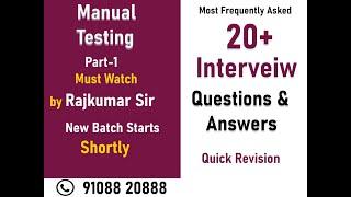 Manual Testing Part-1 20+ Interview Questions and  Answers for Quick Revision for Jobs |FASTQA|