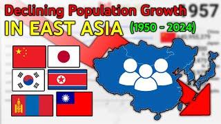 Declining Population Growth in East Asia: China, Japan, South Korea, Taiwan and More (1950-2024)