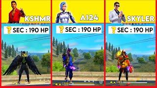 K vs Skylar vs A124 | ? Seconds = 190 Hp | Ability Test | Fire Ball Gamers