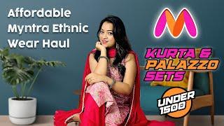 Affordable Ethnic Wear Haul  Best Cotton Kurta & Palazzo Sets Under ₹1500  Myntra Try On