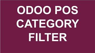 Odoo  Point of Sale - POS Category Filter