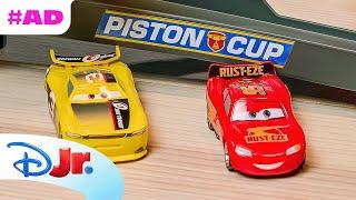 AD | Disney Pixar Cars Toy Unboxing | Disney Pixar Cars NASCAR Lane Change Race Playset |  @disneyjr