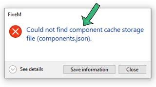 Fivem could not find component cache storage file | fivem cache delete