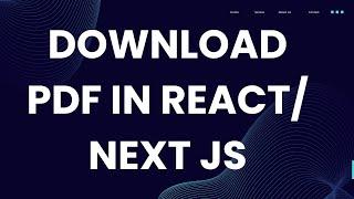 How to download pdf in React js and Next Js with images #downloadpdf #pdfinNExtjs #pdfinReactJs