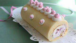 Japanese Roll Cake お花のロールケーキ　ふわふわもっちり～