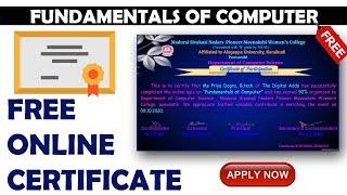 Fundamentals of Computer Free Certificate | Free Online Computer Course Certificate