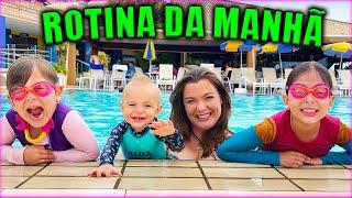 VLOG ROTINA DA MANHÃ EM UM HOTEL NAS FÉRIAS  JÉSSICA GODAR, LAURINHA E HELENA E GABRIEL