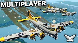 Three B17'S BOMBING RAID Enemy Base In Multiplayer Stormworks!