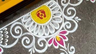 Beautiful border rangoli designs | Border muggulu | Friday kolam | Lotus rangoli | Festival rangoli