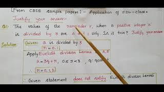 The values of the remainder r,when a positive integer a is divided by are 3 are 0 and 1 only.Justify