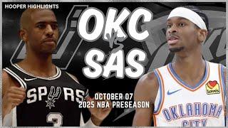 Oklahoma City Thunder vs San Antonio Spurs Full Game Highlights | Oct 7 | 2024-25 NBA Preseason